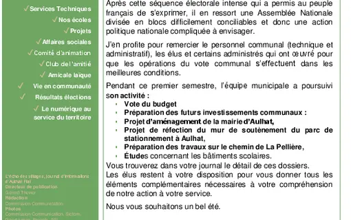 Echo des villages des ann&eacute;es pr&eacute;c&eacute;dentes