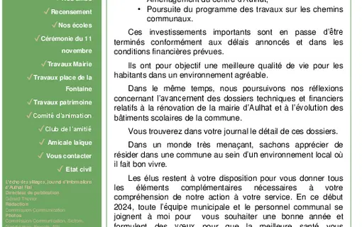Echo des villages des ann&eacute;es pr&eacute;c&eacute;dentes
