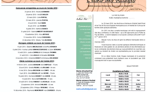 Echo des villages des ann&eacute;es pr&eacute;c&eacute;dentes